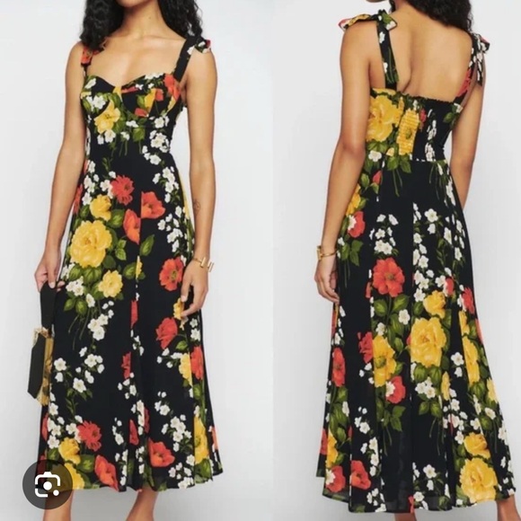 Reformation Nadira Floral Georgette Midi Dress size 6 - Picture 2 of 6